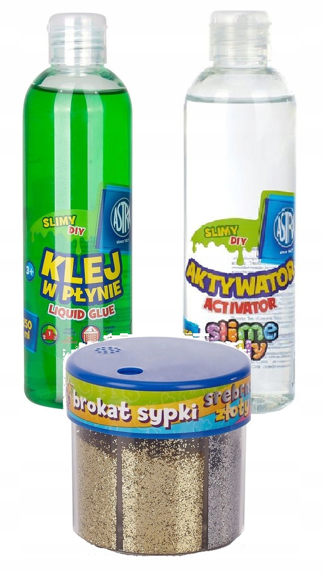 ZESTAW KLEJ PVA SLIME, AKTYWATOR, BROKAT ASTRA