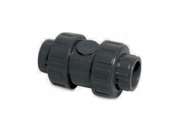 Zawór zwrotny Pvc-u, 2xKW, 50x50 mm, 16 Bar, szary.