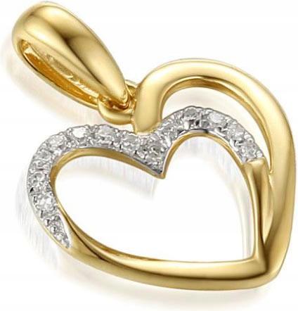 Zlatý přívěsek 585 Srdíčko S Brilianty 0,70 g, módní vzor na řetízek