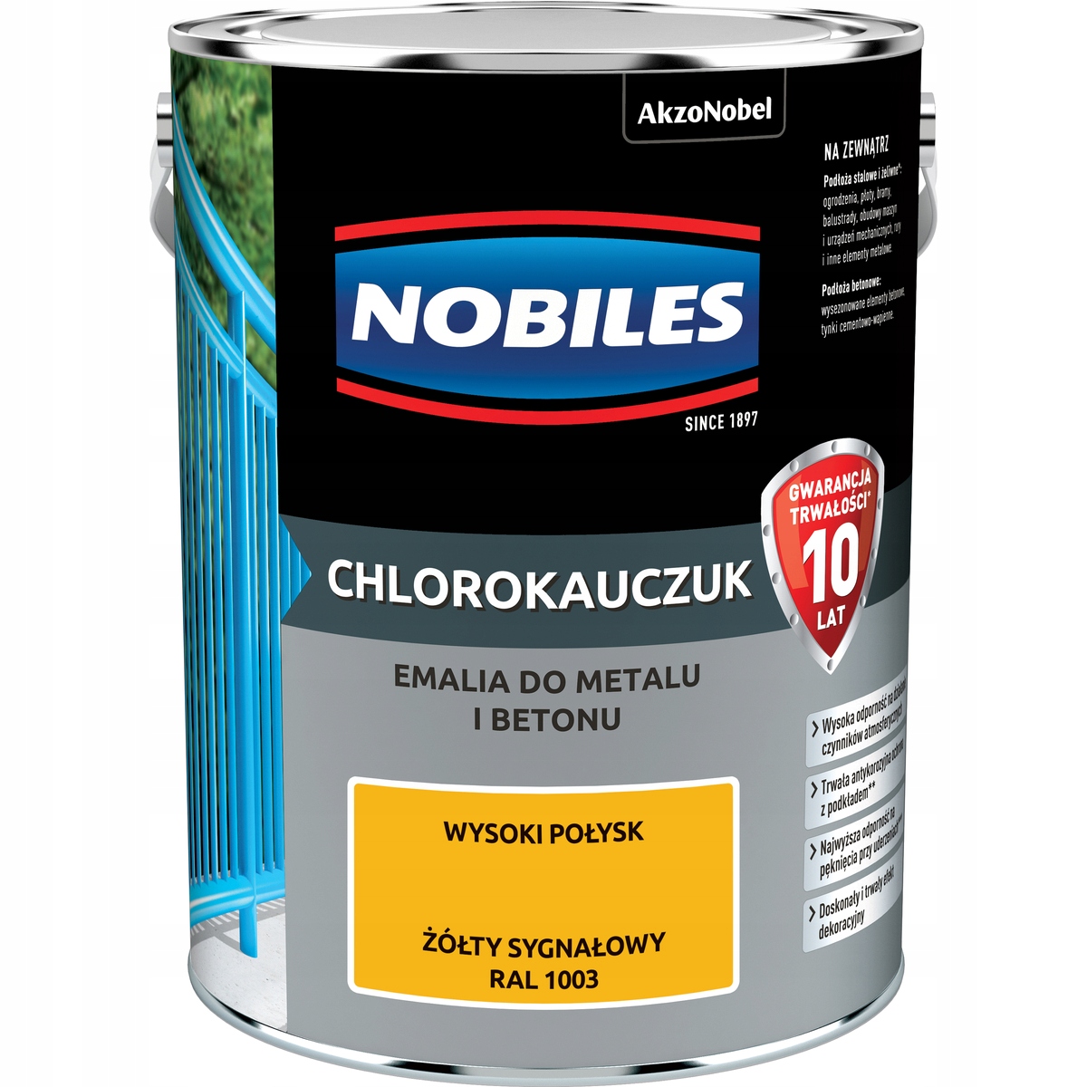 Nobiles Farba Chlorokauczukowa Chlorokauczuk 5L Żółty Sygnałowy Ral 1003