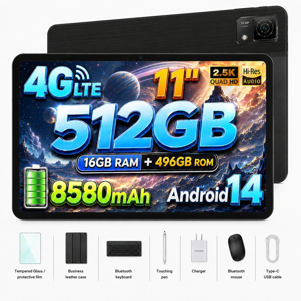 Tablet klávesnicí Doogee T40 20/512GB 8580mAh 11"IPS FHD+2.5K OTG/4G Lte