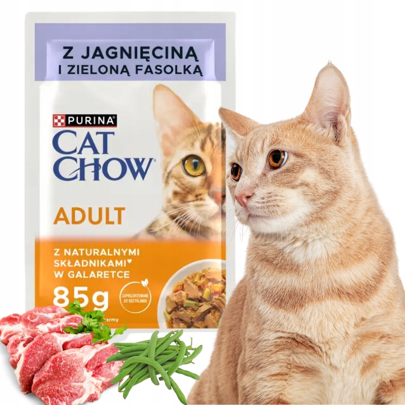 Levně Mokré krmivo pro kočky Purina Cat Chow Adult jehněčí fazolky 26x85 g