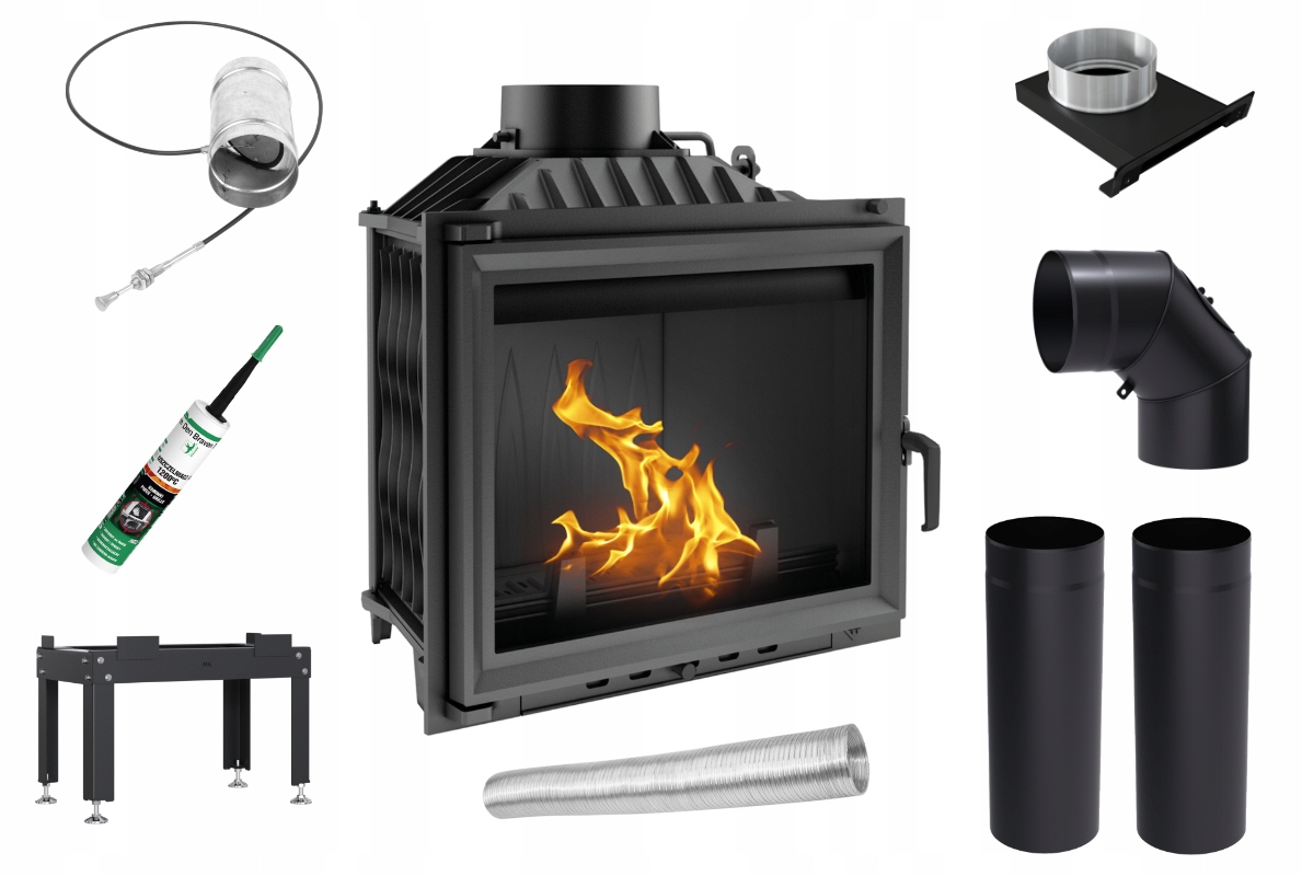 KOMINEK WKŁAD KOMINKOWY ŻELIWNY ANTEK 10 ZESTAW