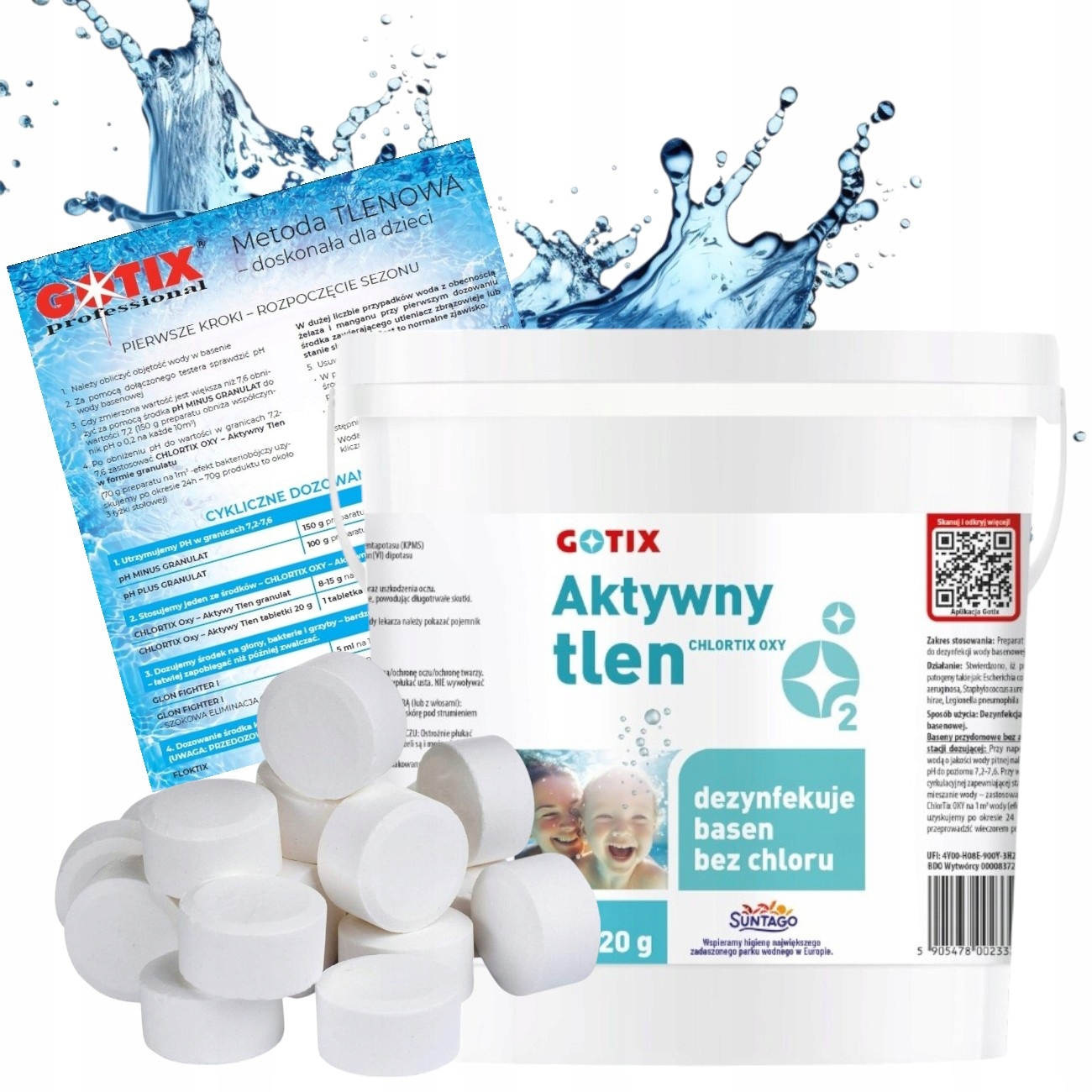 Aktywy Tlen do Basenu Jacuzzi 5kg Tabletki Tlenowe 20g Bez Chloru Chemia