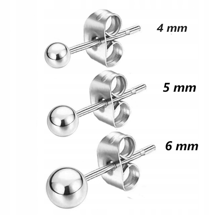 

Kolczyki Srebrne Kulki 3 Sztuki 4,5,6 mm Stal