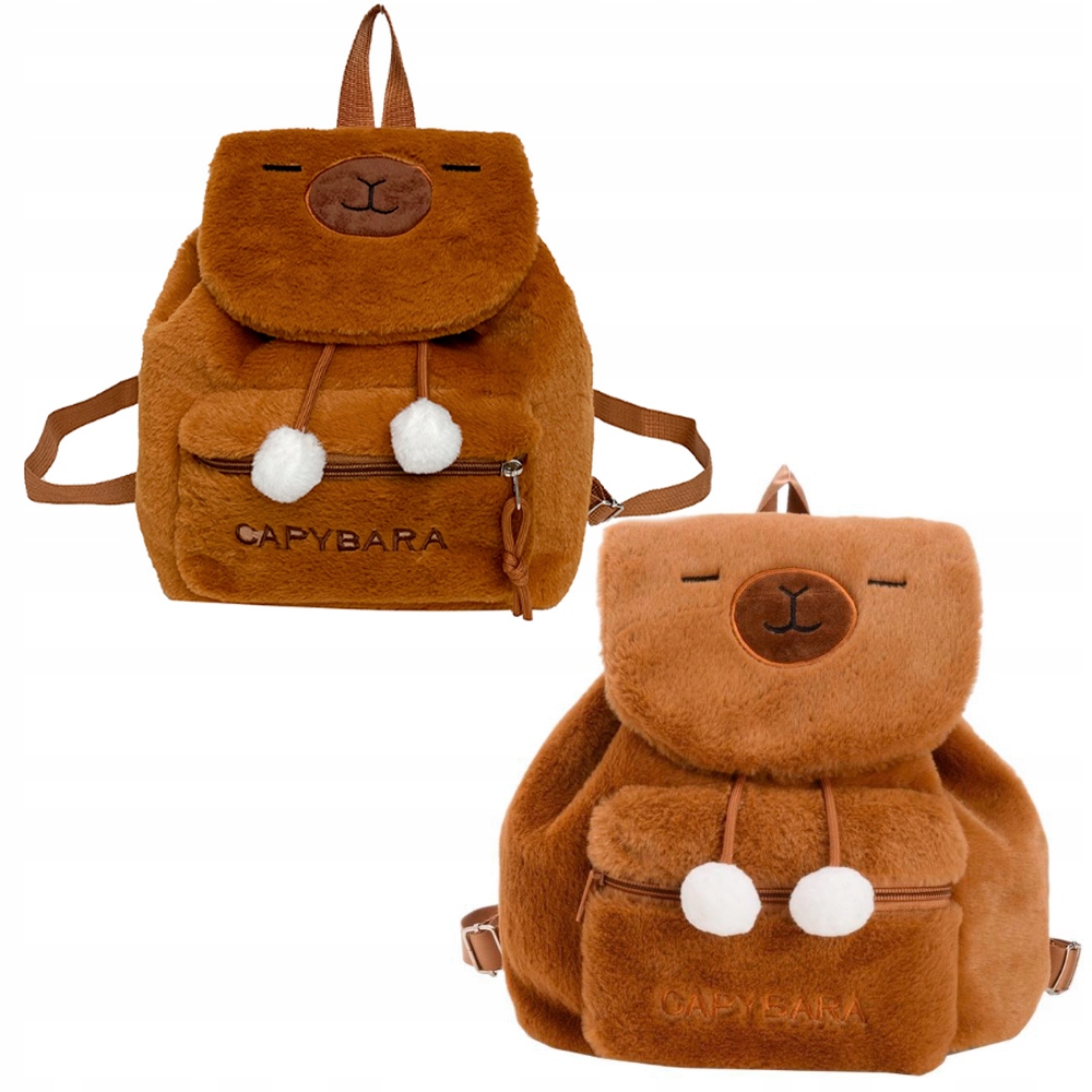 PLECACZEK PLECAK PLUSZOWY KAPIBARA MIĘKKI PLUSZOWA TORBA BRĄZOWY KAPIBARA