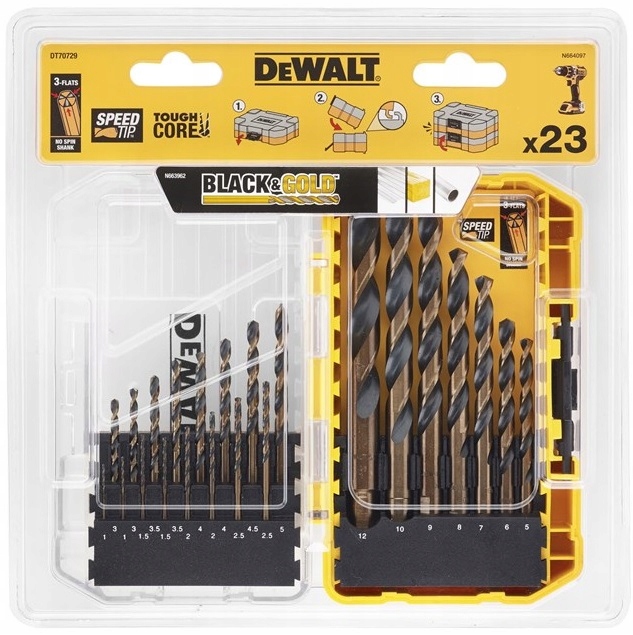 Zestaw wierteł do metalu DeWalt ToughCase+ /tstak wiertła do metalu Black