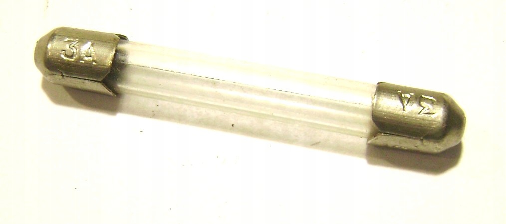 BEZPIECZNIK SZKLANY 43 - 45mm 3A stary DŁUGI ZSRR