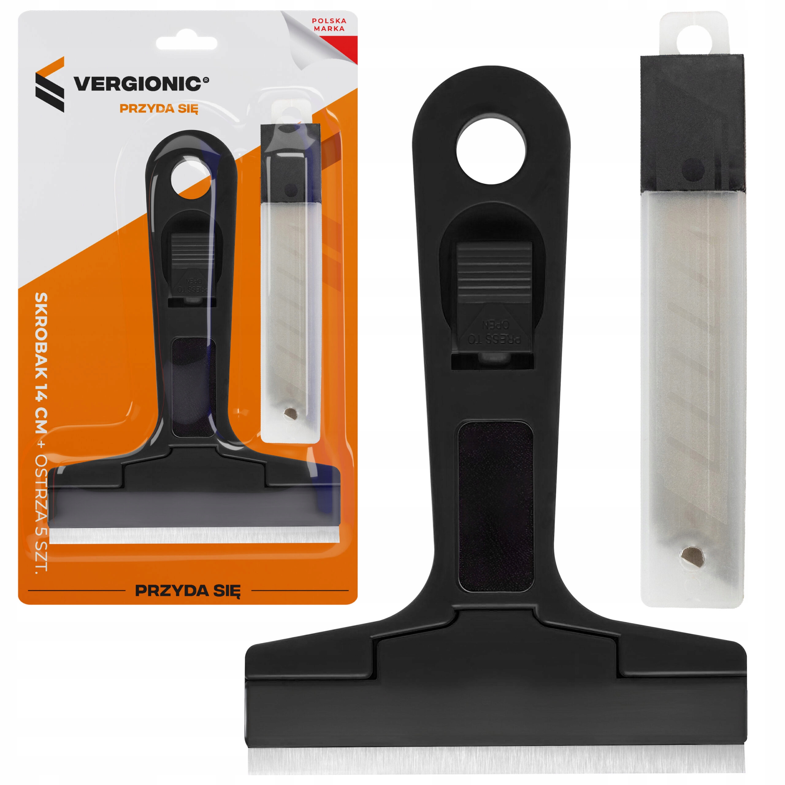 SKROBAK 14 cm + OSTRZA 5 szt. SKROBACZKA DO PŁYTY INDUKCYJNEJ FUG MALARSKI EAN (GTIN) 5905644204843