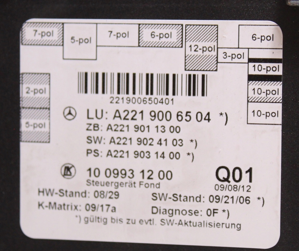 MODUL DRZWI TYL PRAWY MERCEDES W221 A2219006504 Typ samochodu Samochody osobowe