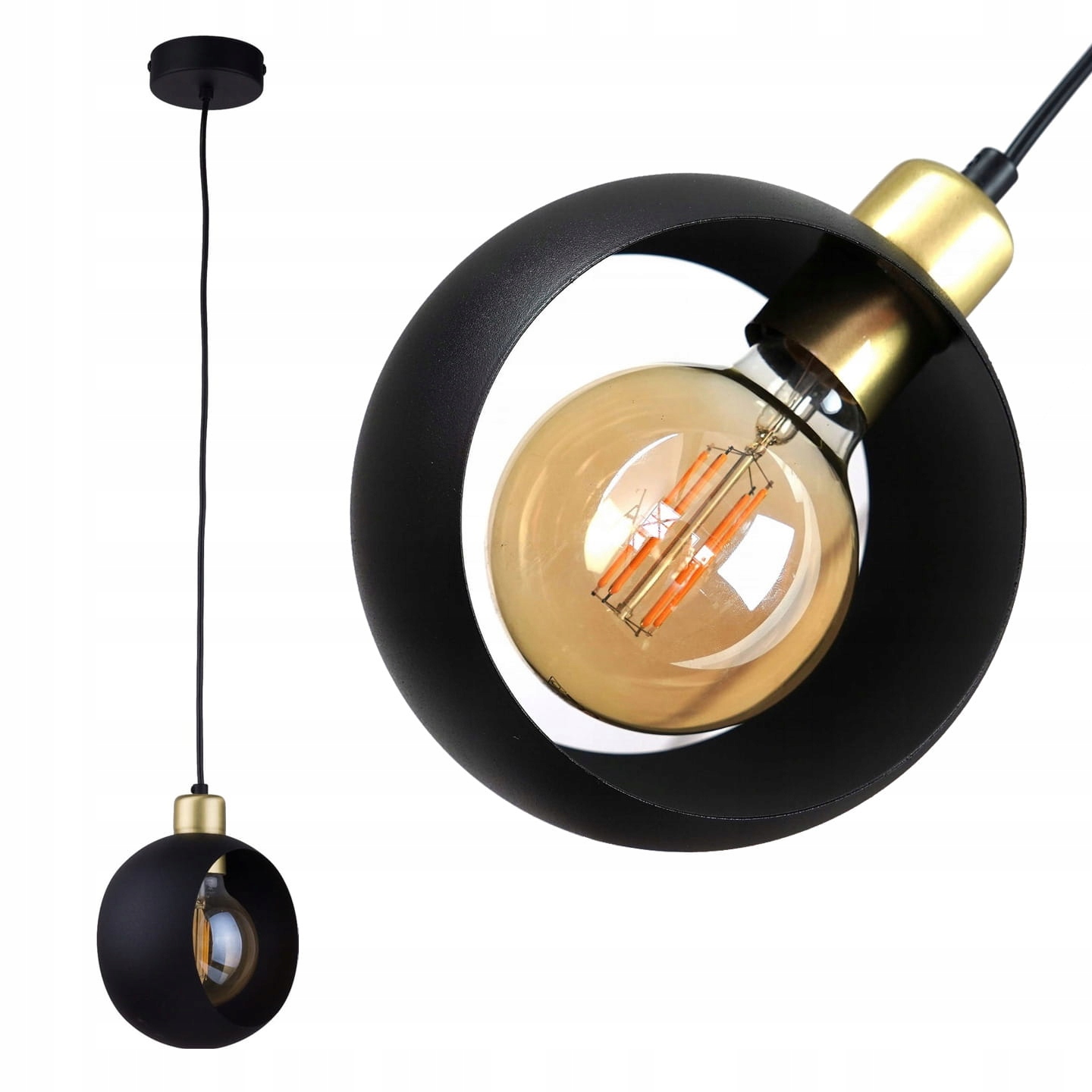 Tk Lighting Závěsná lampa Cyklop černá na E27 v moderním stylu 2751