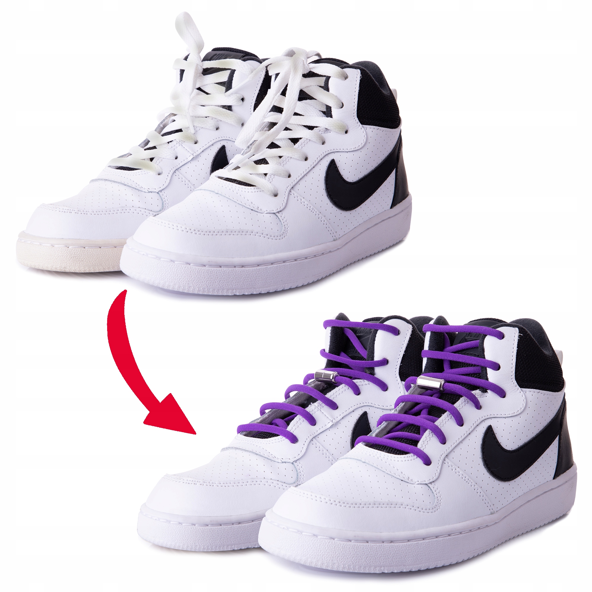 Sznurówki do obuwia bez wiązania dla dzieci praktyczne białe Model S021