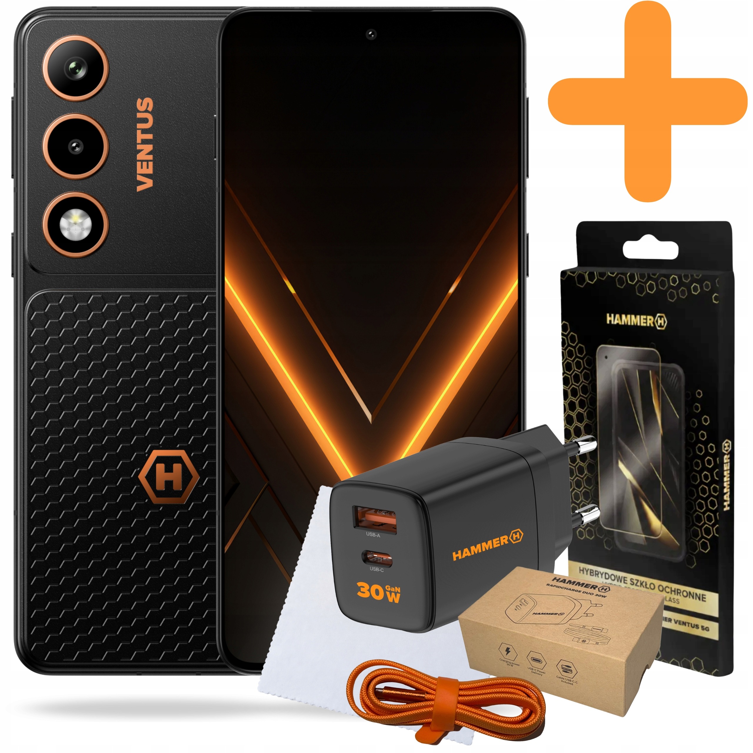 Smartfón Hammer Ventus 5G 8/256GB IP69 Nabíjačka Sklo Utierka Sada