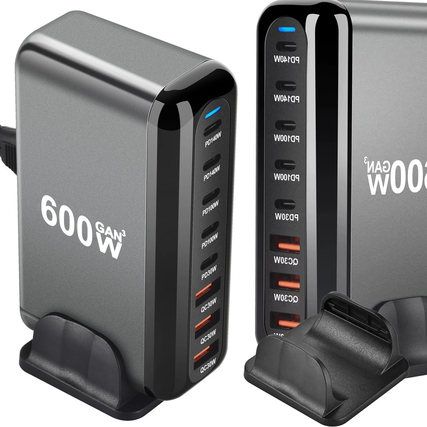 Nabíjačka GaN 600W 8 portov 5xUSB-C 3xUSB Pd Qc 3.0 140W