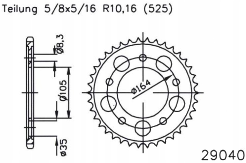 Zadní rozeta Esjot 50-29040 47 zubů Aprilia Srv 850
