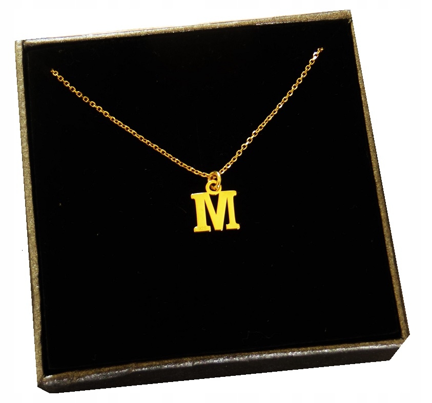 

Złoty Naszyjnik łańcuszek literka z literką M 925