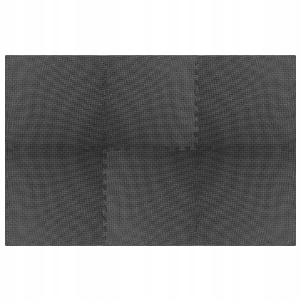 Měkké Podložky Puzzle na Cvičení z Pěny, Protiskluzové, 60x60x1 cm, Černé