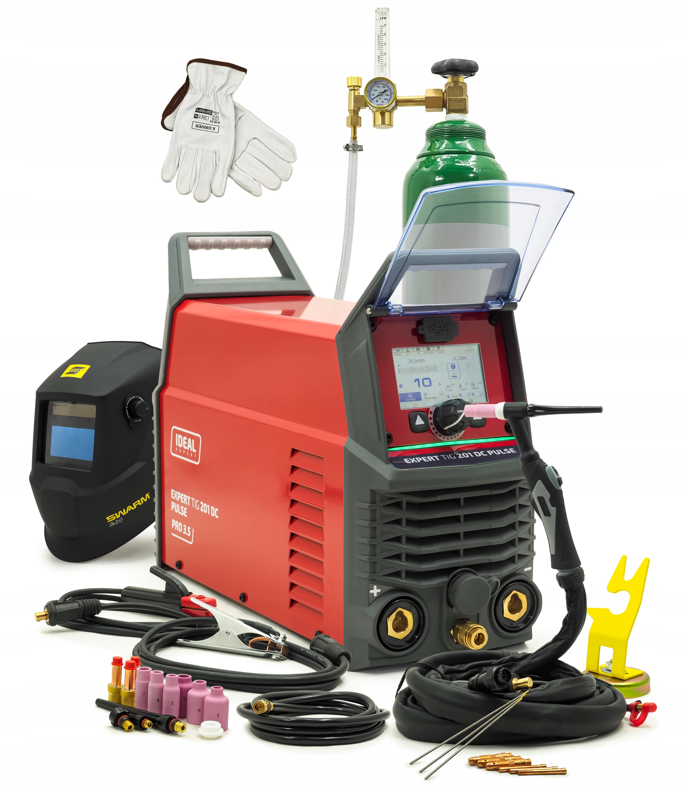 ZESTAW IDEAL EXPERT TIG 201 DC PULSE Pro3.5 LCD 200A MMA BUTLA SWARM A20