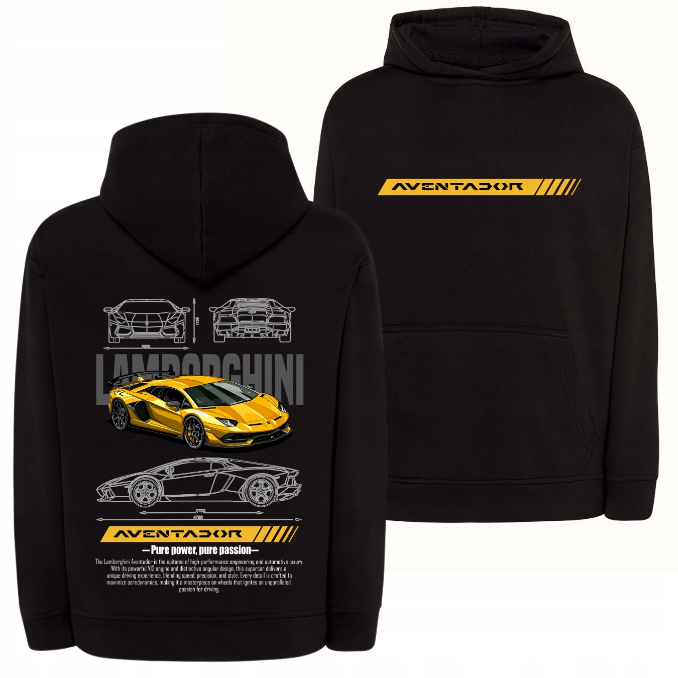 Oversize Mikina Hoodie Pro Fanoušky Lamborghini Aventador Car Lambo Automobilová