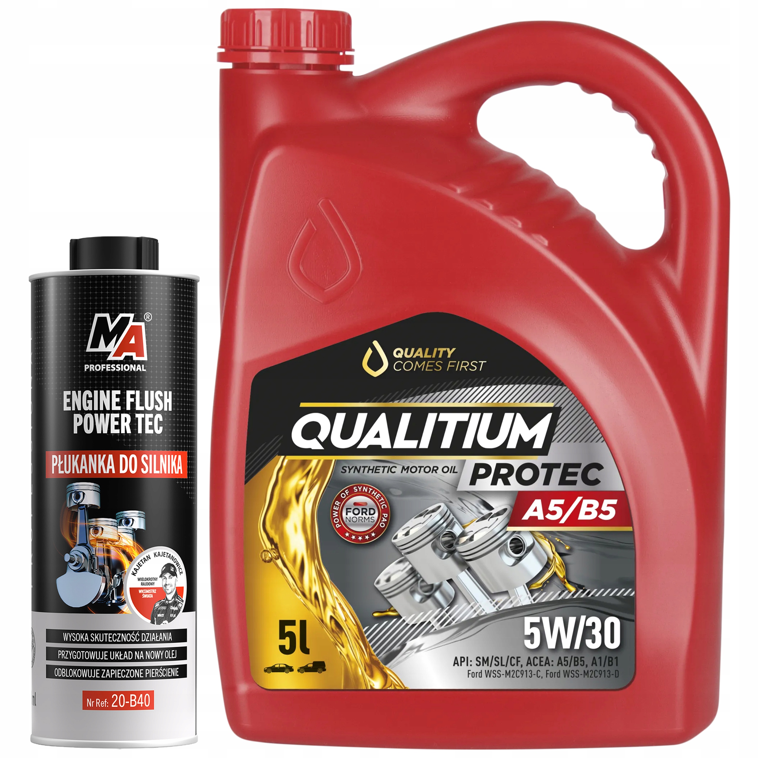 Olej Qualitium Protec 5W30 A5/B5 5L Płukanka do silnika 500 ml