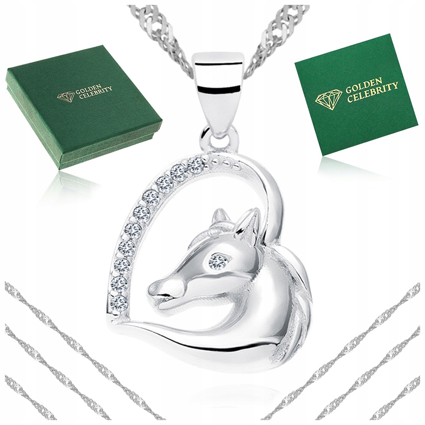 Stříbrný Řetízek Náhrdelník S Koněm Přívěsek Kůň Koník 925 Bonus