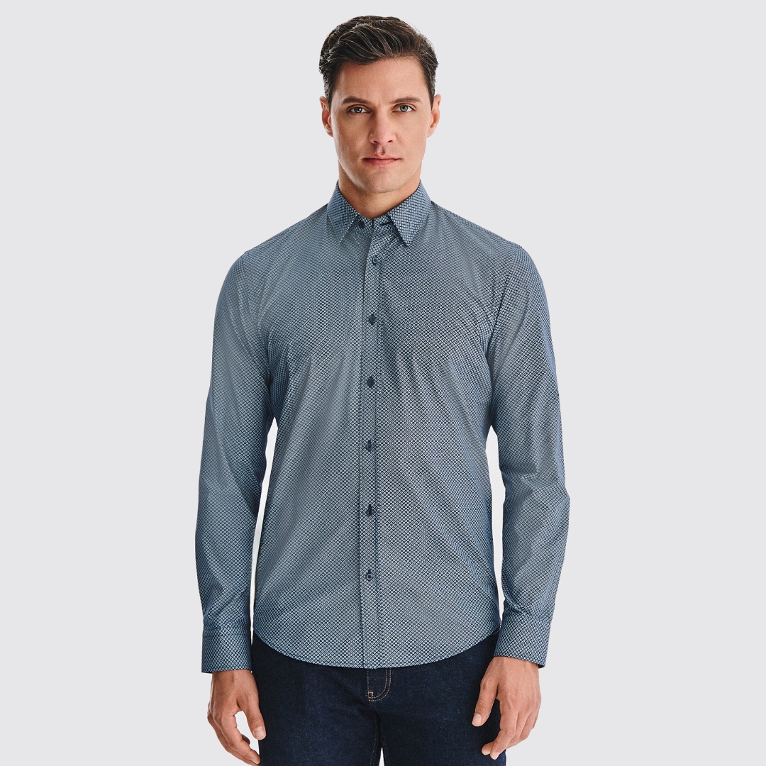 Pánská košile v tmavě modré barvě s mikrovzorkem Pako Lorente vel XL