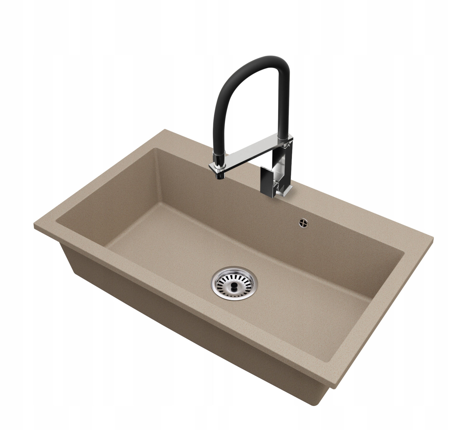 Kuchyňský granitový dřez Jednokomorový Elite 80 Baterie Sifon Chrom