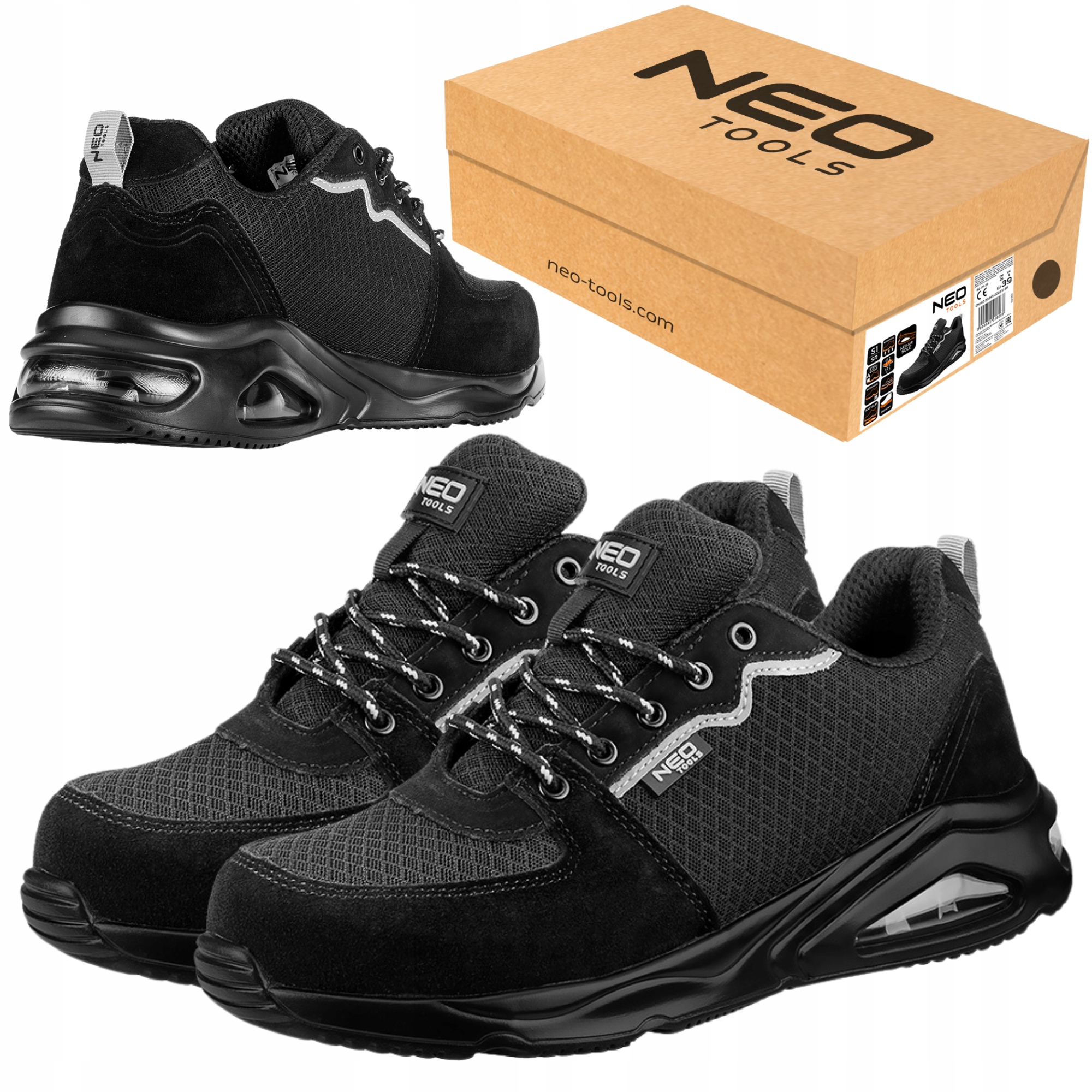 Neo Buty Robocze Męskie Airbag Lekkie Podeszwa Air Z Metalowym Noskiem