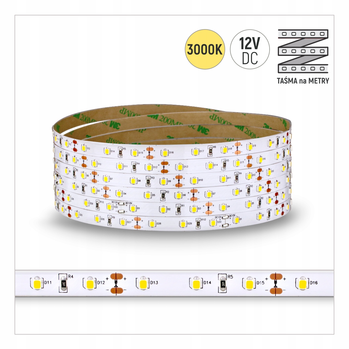 

Taśma 60LED 2835 Wew. Ciepła Biała 12W/mb 1METR