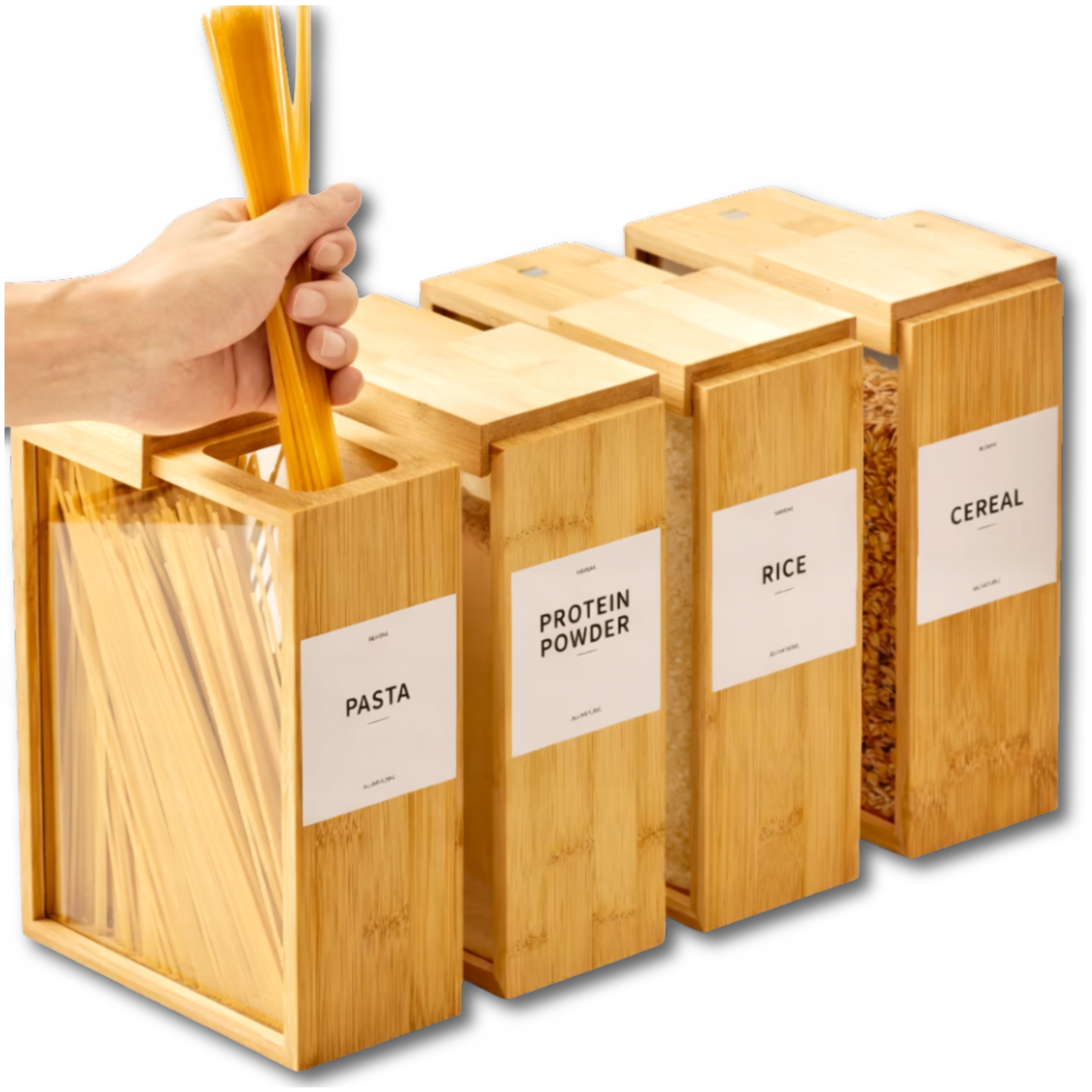 Bambusové Nádoby Na Potraviny 4KS Sada Eko S Víkem Pro Skříňky Na Pracovní Desku