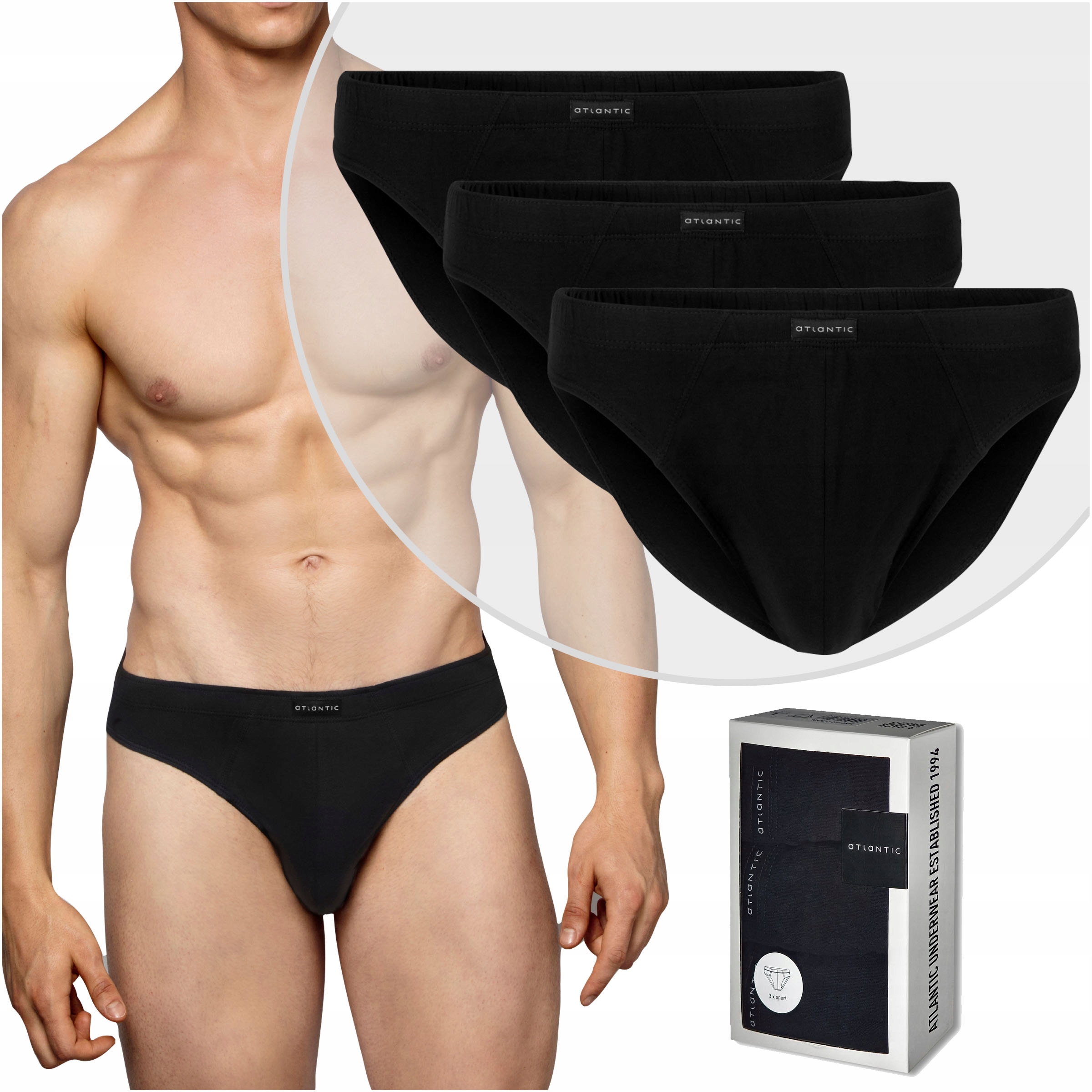 

3X bawełniane wygodne Slipy Męskie Atlantic