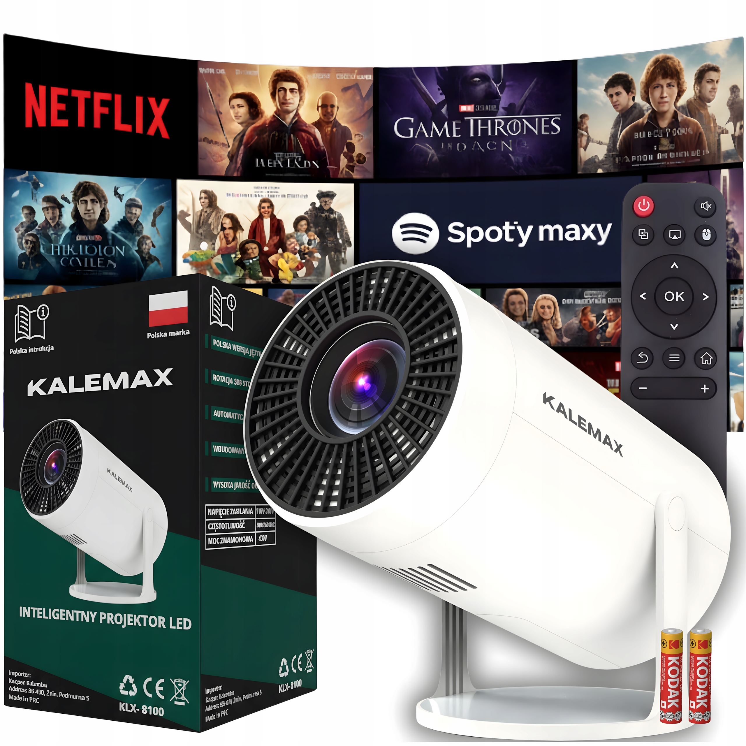 Projektor LED KALEMAX KLX-8100 biały