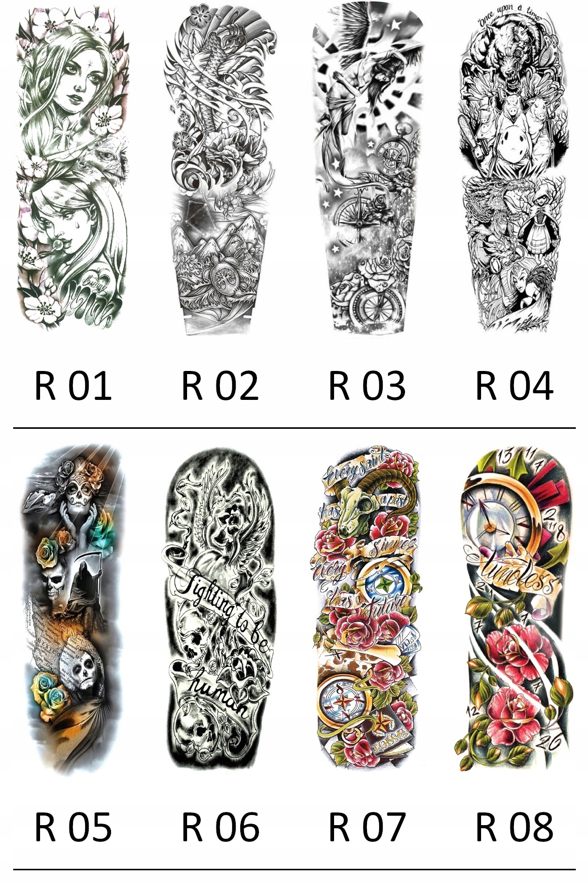 TATUAŻ TYMCZASOWY ZMYWALNY RĘKAW NA CAŁĄ RĘKĘ DAMSKI MĘSKI DUŻY WYBÓR Nazwa seria-RĘKAWY