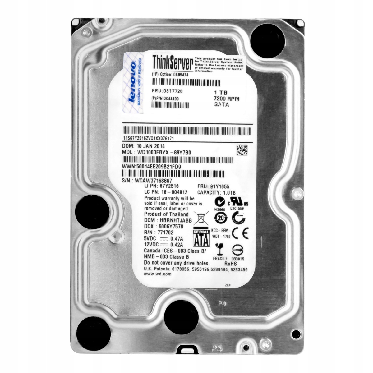 Lenovo 03T7726 1TB 7.2K 64MB Sata II 3.5'' WD1003FBYX