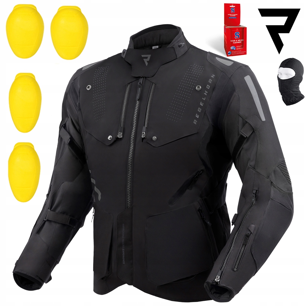 Motocyklová Bunda Rebelhorn Hiker IV Black Pánska Textilná Darčeky