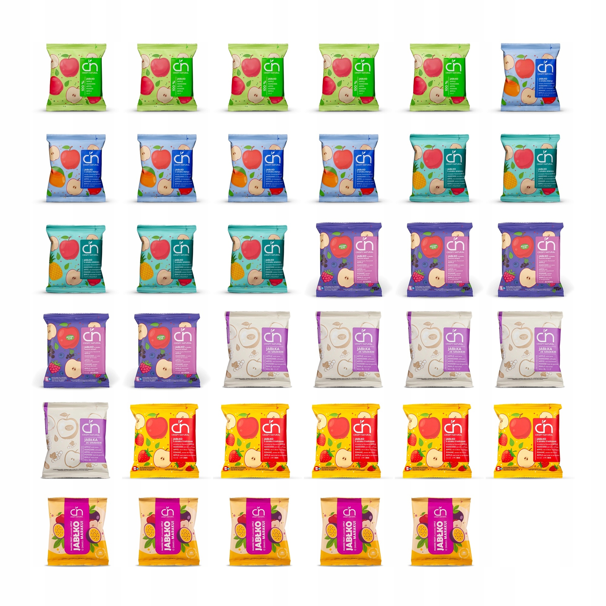 Zestaw Crispy Natural MIX smaków Suszone chipsy jabłkowe 35 szt.