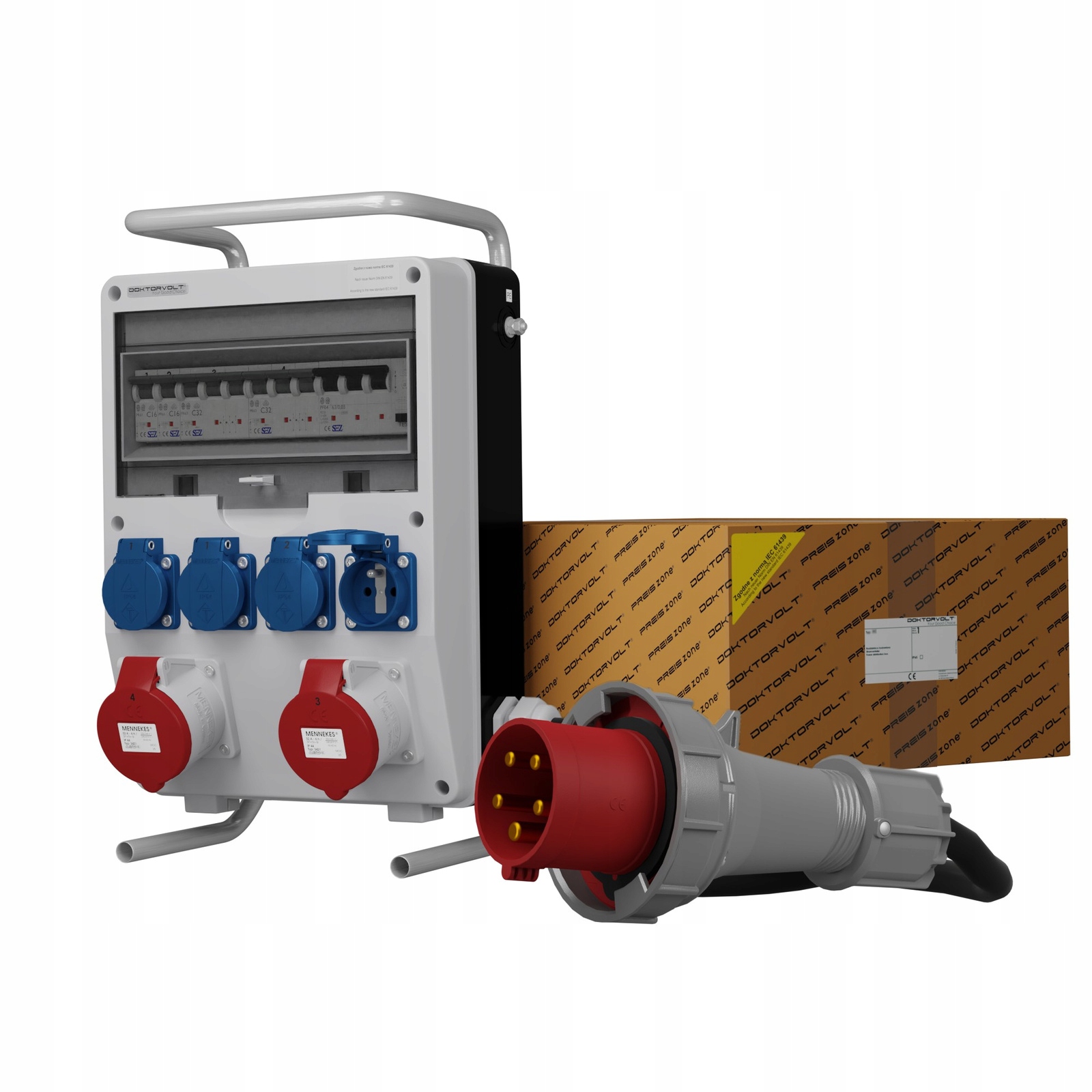 Stavební rozvaděč na stojanu s kabelem Td-s/fi Skhu 2x32A 4x230V