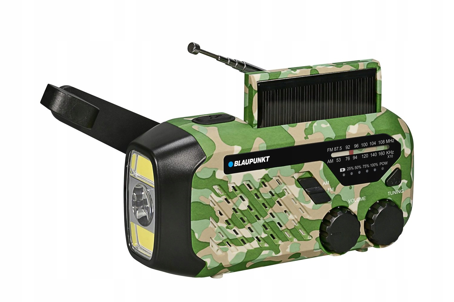 Turistické rádio s dynamo klikou Fm tuner svítilna Solar Blaupunkt ER10GC