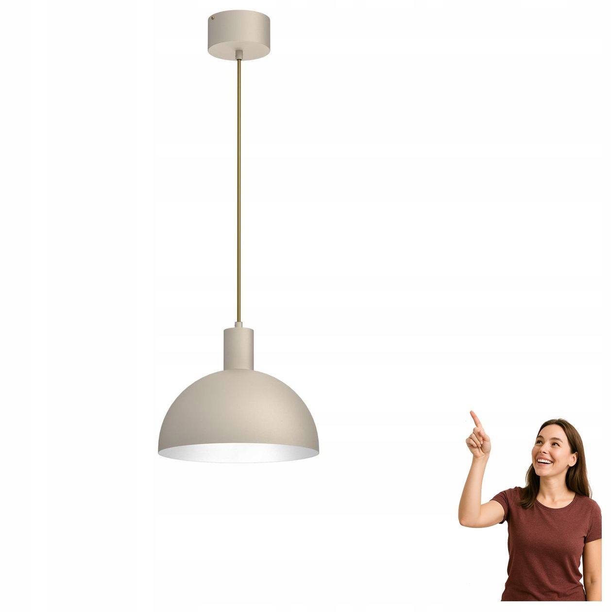 Béžová kovová závěsná lampa Handa 4307 Luminex