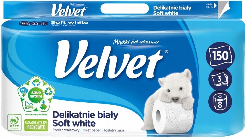 

Velvet Delikatnie Biały Papier toaletowy 8 rolek