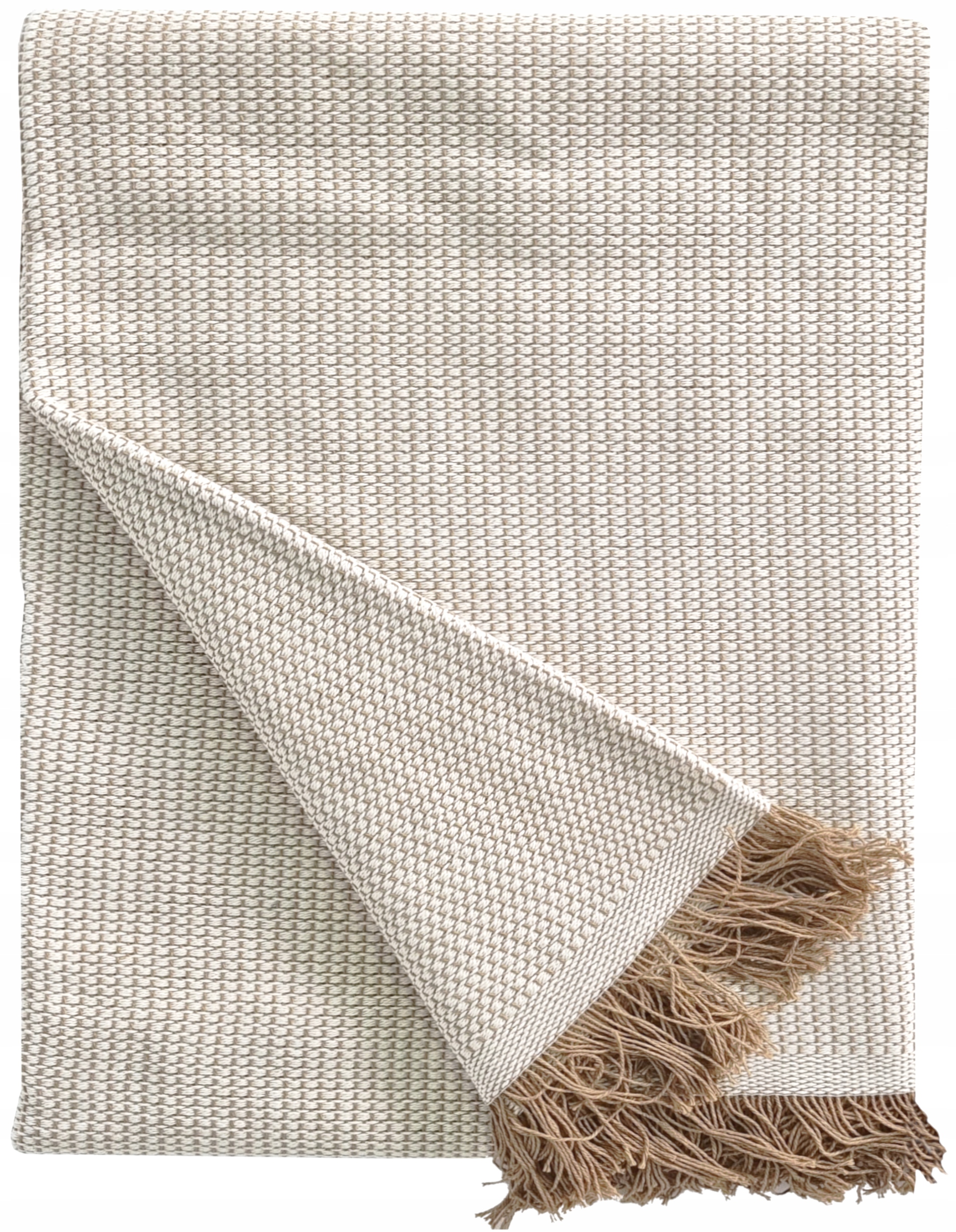 Přikrývka Krémově Béžová Autosedačka Deka 130X180 Bavlna S Kostkami Eco Přírodní