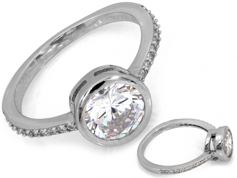 Prstýnek 925 s očkem a zirkony na liště r16 dárek 2.44 g