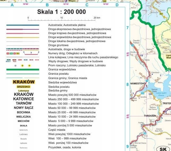 WOJEWÓDZTWO MAŁOPOLSKIE MAPA ŚCIENNA ADMINISTRACYJNA I DROGOWA Nośnik książka papierowa