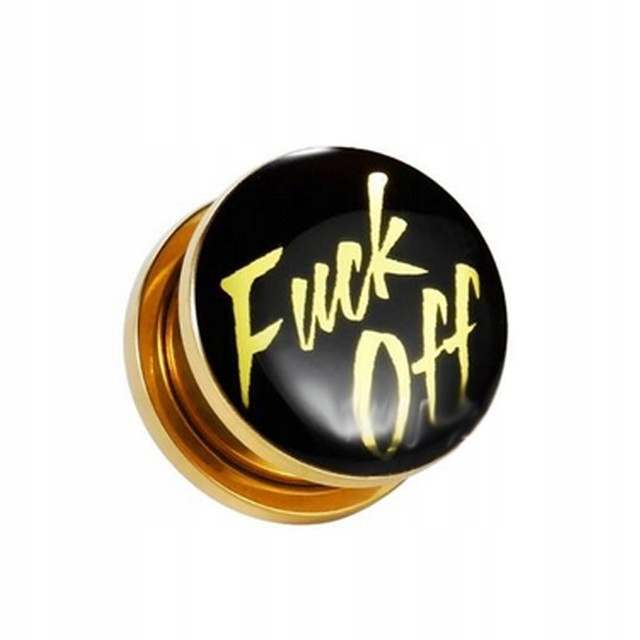 Plug złoty - Fuck Off - PIERCING - 10 mm