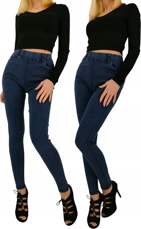 Dámske džínsové nohavice tmavomodré s vreckami