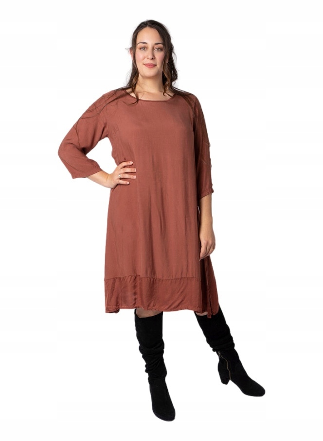 Pont Neuf Elegantní Hnědá Šaty Viskóza V473 44