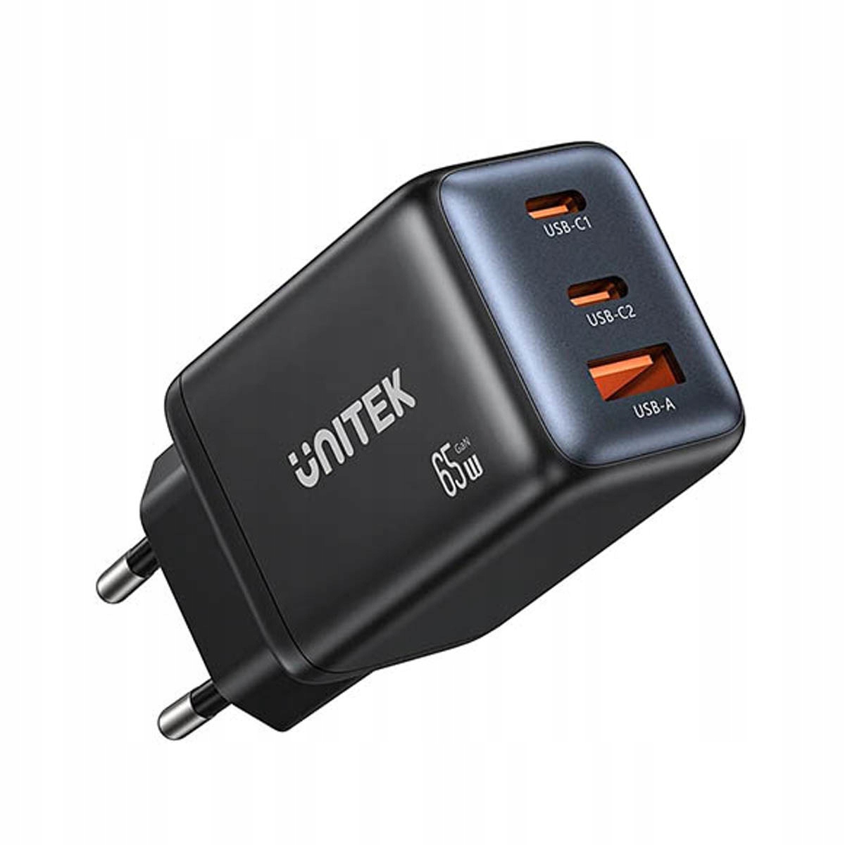 Unitek Síťová nabíječka GaN 65W, 2xUSB-C, Usb-a, Pd 3.0, černá