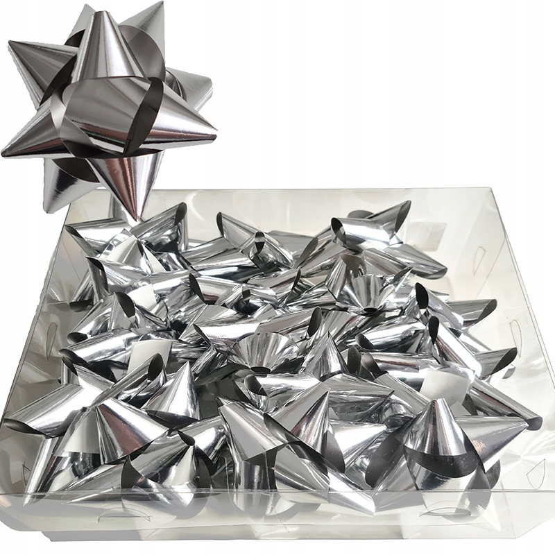 

Kokardki Rozetki Samoprzylepne Srebrne 11cm 15szt.