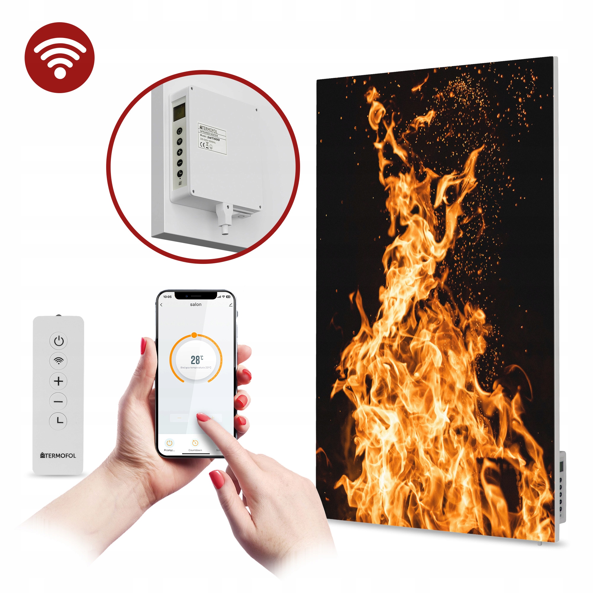 Dekoračný infračervený Vykurovací Panel s výkonom 500 W a Wifi