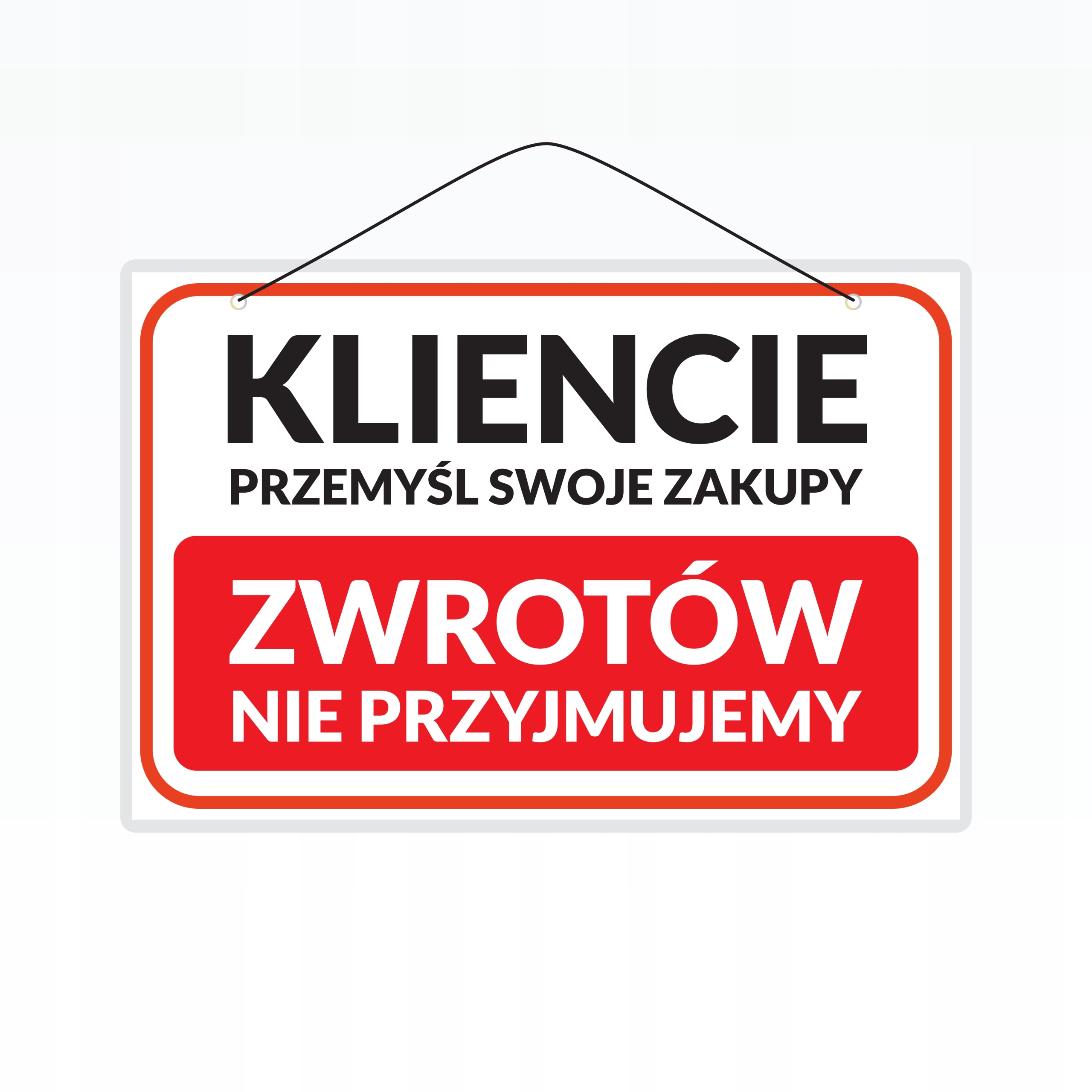 Tabliczka laminowana A5 KLIENCIE PRZEMYŚL SWOJE